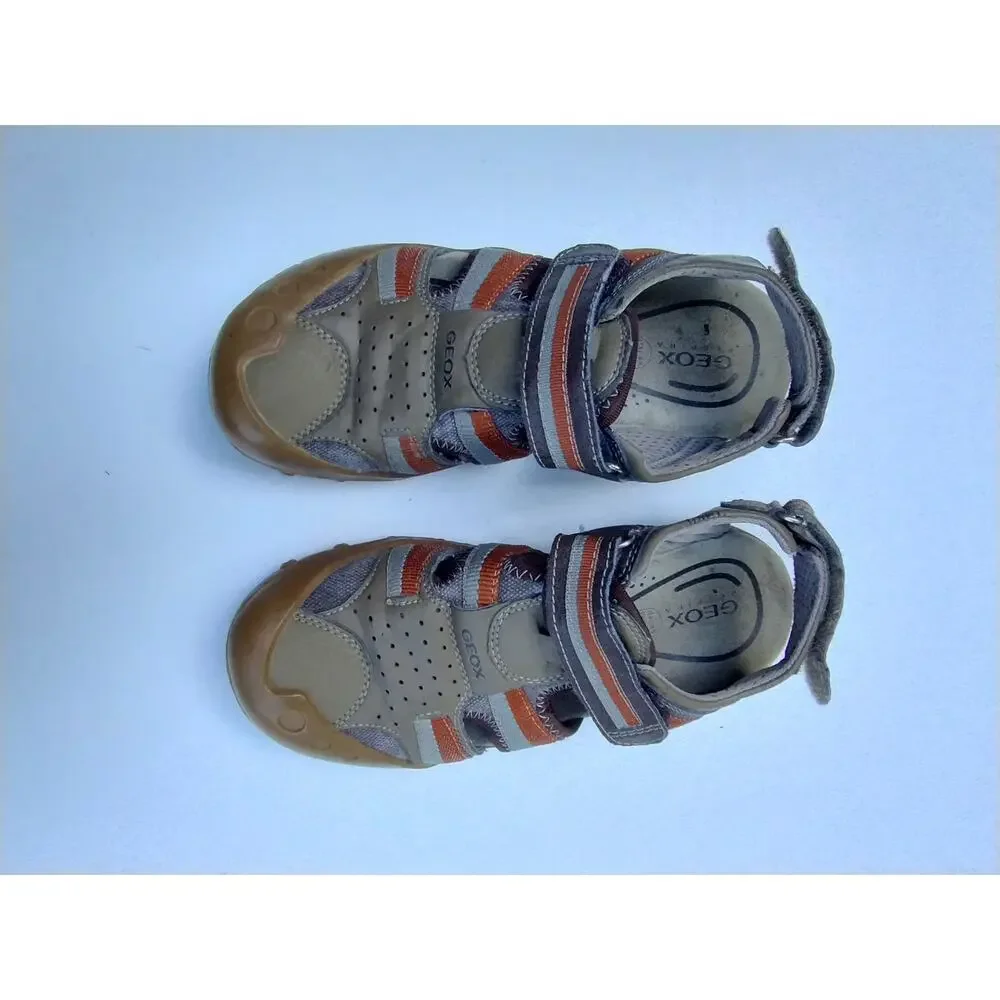 Geox KidsClosed Toe Sandals Mesh Summer Water Shoes Size 3.5 Brown/Orange